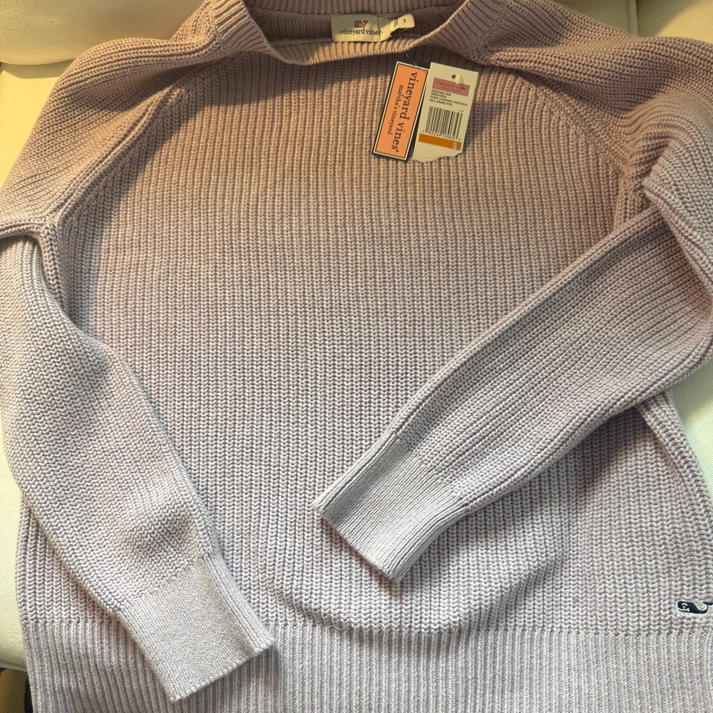 Vineyard Vines Light Lavender Ribbed Crewneck Sweater